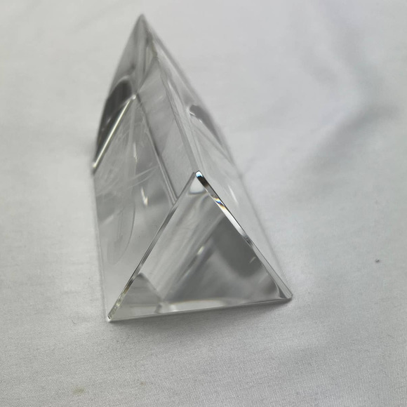 Violin & Musical Notes Etched Crystal Paper Weight 4" x 2.25" Orchestra Office - Picture 7 of 7